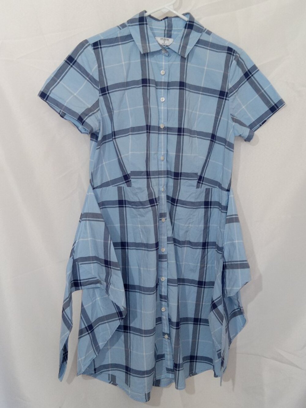 UNTUCKit Women's Plaid Cotton Short Sleeve Caroline Shirt Dress Blue Size 6 - Picture 3 of 15